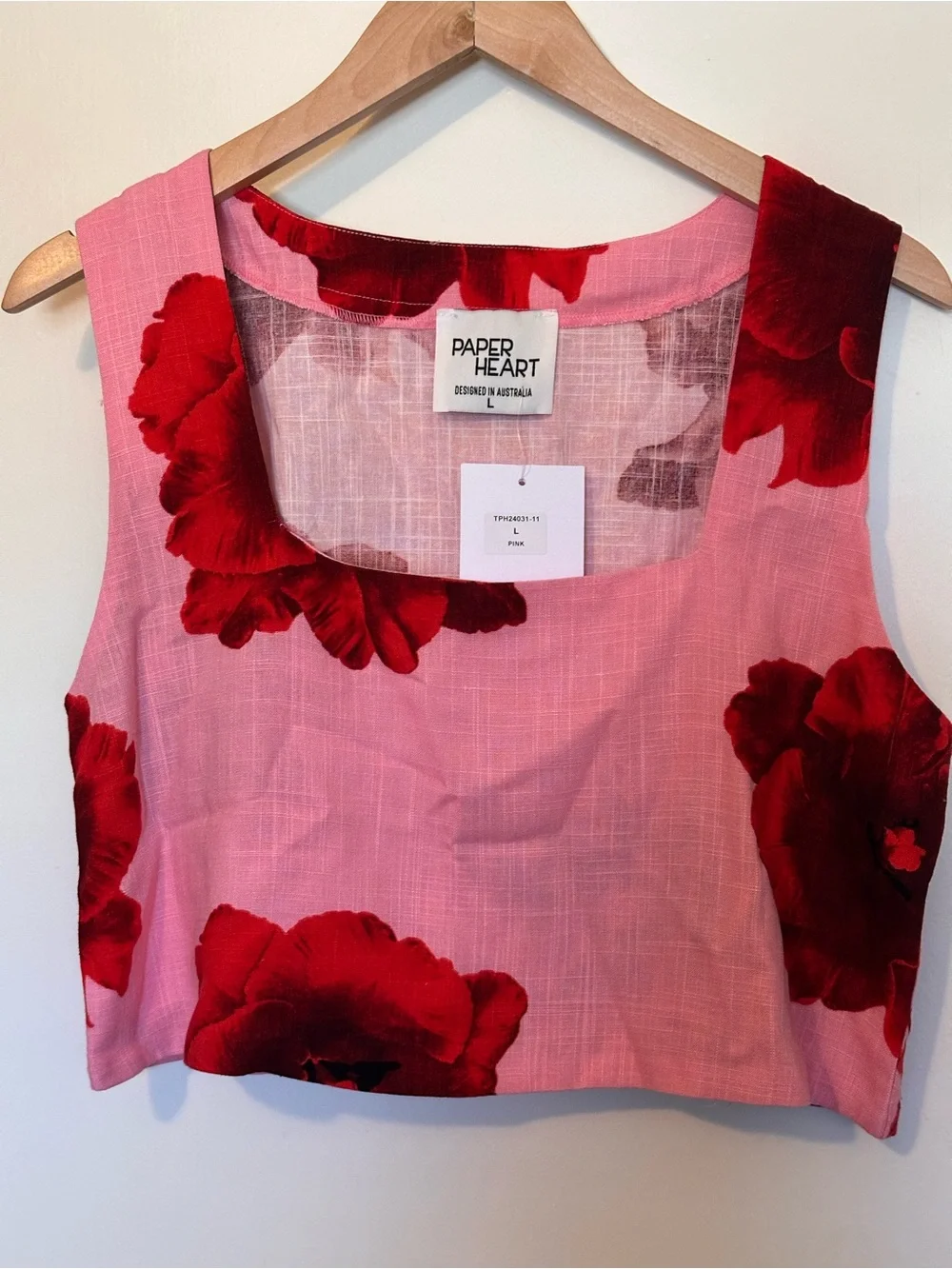 NWT Paper Heart Floral Top & Belted Maxi Skirt 2-Piece Set Pink/Red L
